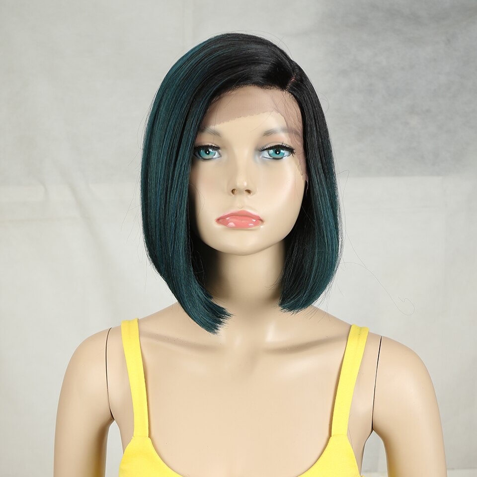 Bella Synthetic Short Wig Bob Lace Wig10 Inch Omber Blonde 613 Brown Red Bob Straight Hair Side Part Wigs For Woman Cosplay