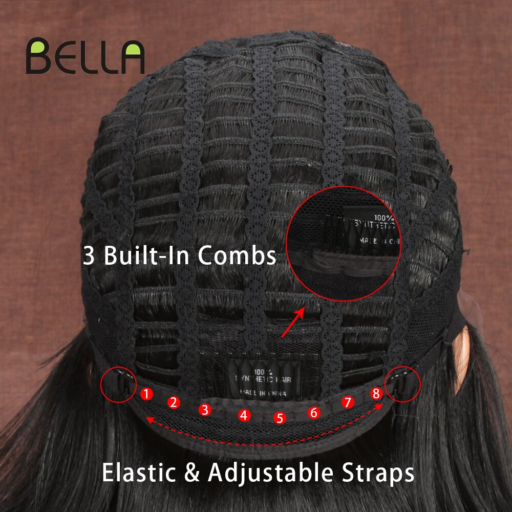 Bella Synthetic Short Wig Bob Lace Wig10 Inch Omber Blonde 613 Brown Red Bob Straight Hair Side Part Wigs For Woman Cosplay