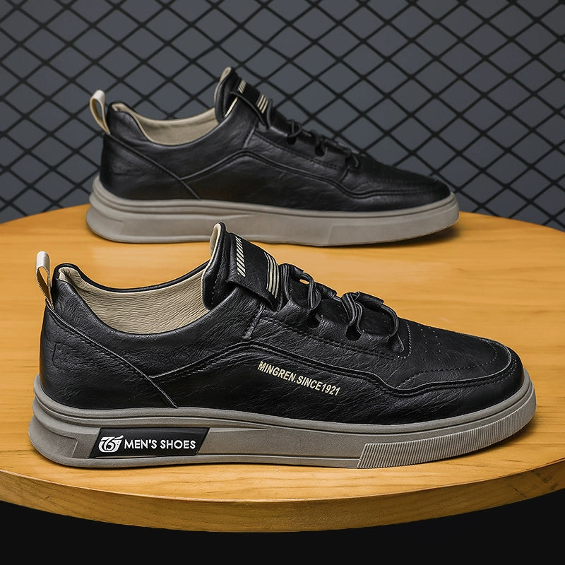 Autumn Men's Shoes Black Labor Protection Work Board Shoes Soft Bottom Non Slip Men's Kitchen Oil-Proof Leisure at Work Leather Shoes Waterproof
