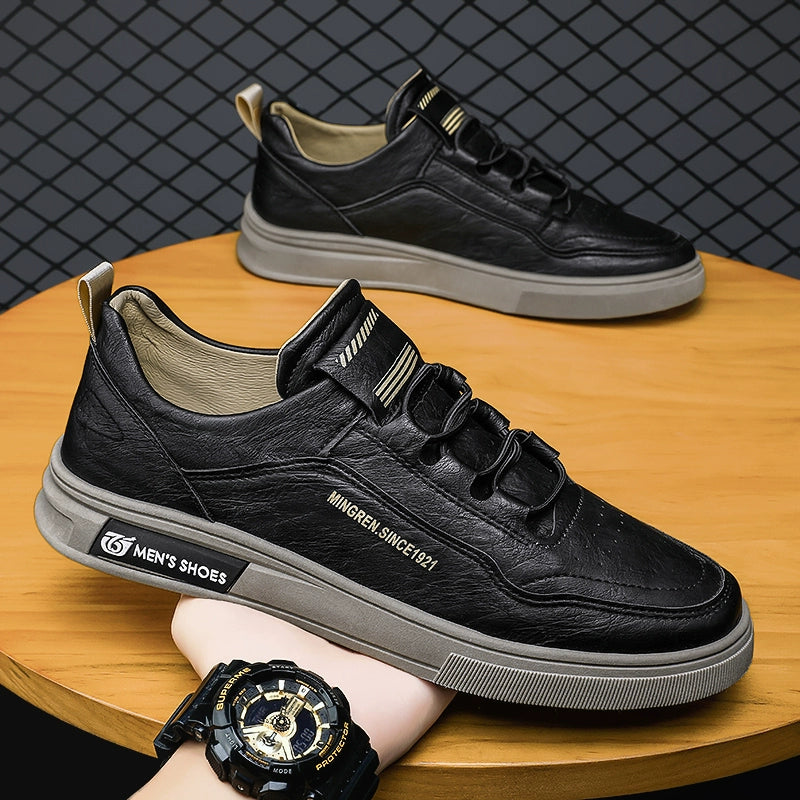 Autumn Men's Shoes Black Labor Protection Work Board Shoes Soft Bottom Non Slip Men's Kitchen Oil-Proof Leisure at Work Leather Shoes Waterproof