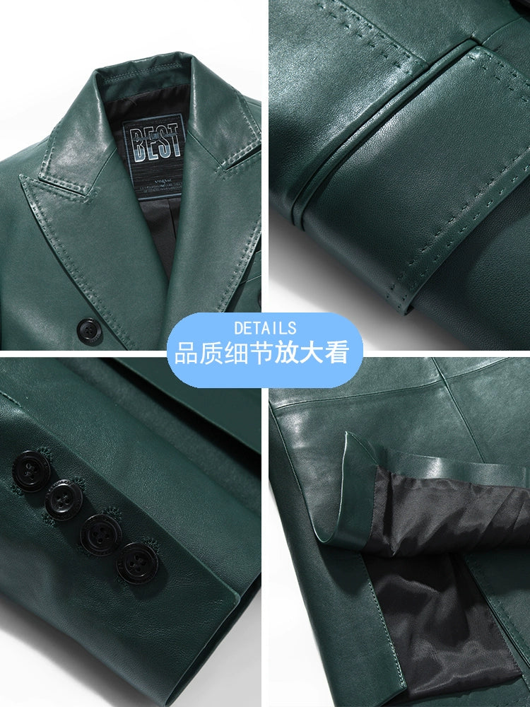Suit Collar Trendy Fashion Slim Fit Genuine Leather Clothes