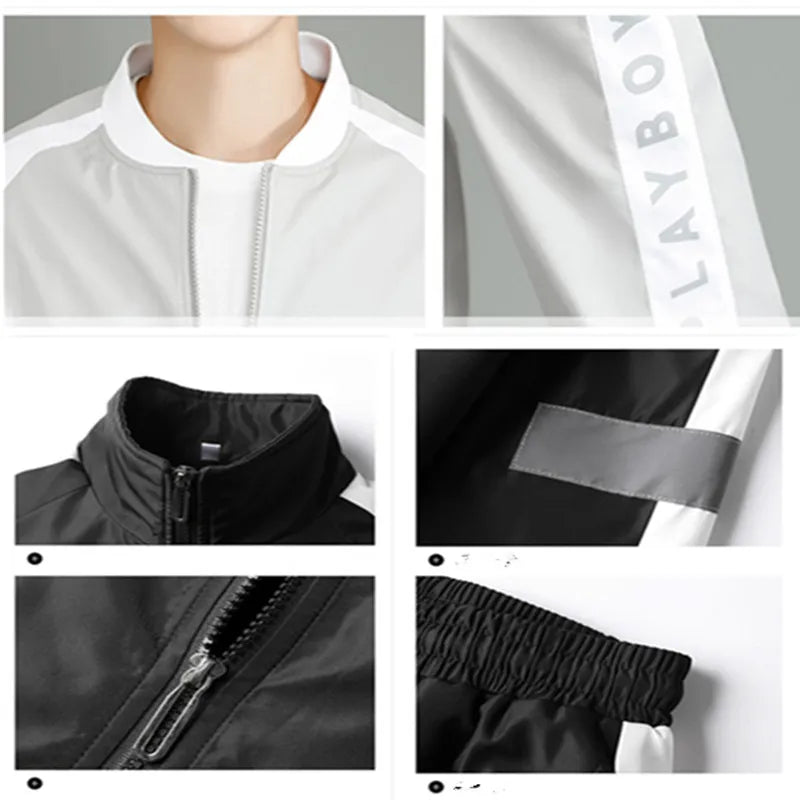 Men's casual sports breathable autumn hoodie set two-piece Korean version of the trend all match handsome jacket jacket