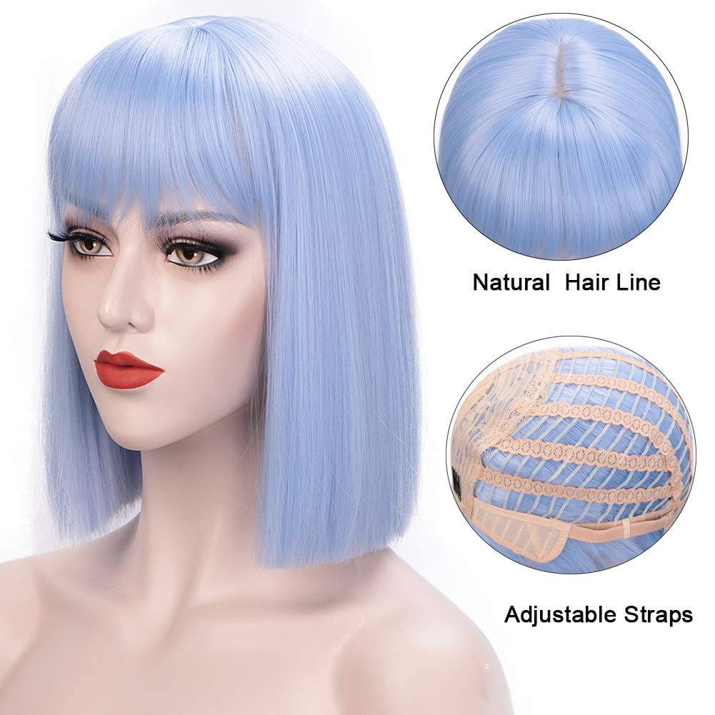 AISI HAIR Synthetic Ombre Orange Wig Short Straight Middle Part Bob Wig for Women Natural Yellow/Red Wigs Heat Resistant Fiber