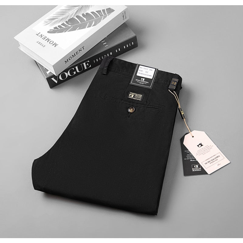 Smart Black Pants Men Clothing Business Office Cotton Straight Suit Pants Men Trousers Casual Flat 2023 Spring Autumn New