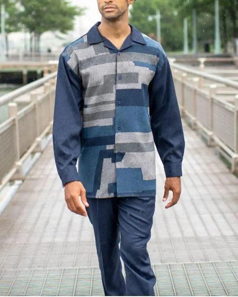 2023 Men's Mesh Long Sleeve Slim Shirt + Long Pants Casual Suit Men's Outdoor Travel Clothing Comfortable and Soft Two-piece Set