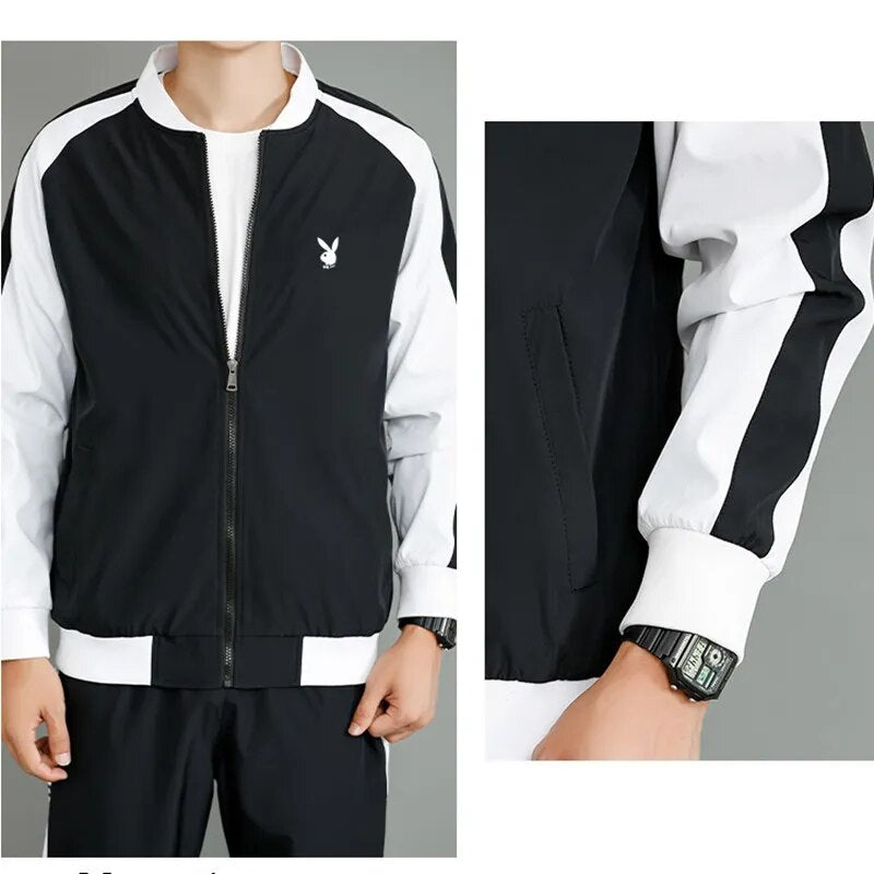 Men's casual sports breathable autumn hoodie set two-piece Korean version of the trend all match handsome jacket jacket