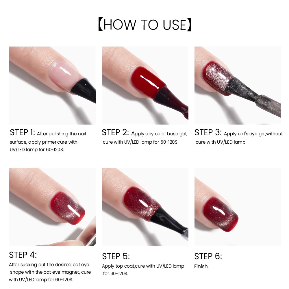 MAYCHAO 9D Cat Eye Gel Nail Polish Magnetic Shiny Glitter Semi Permanent Soak Off UV LED Gel Manicure For Nail Art Gel Varnish