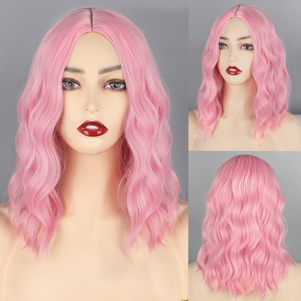 AISI HAIR Synthetic Ombre Orange Wig Short Straight Middle Part Bob Wig for Women Natural Yellow/Red Wigs Heat Resistant Fiber