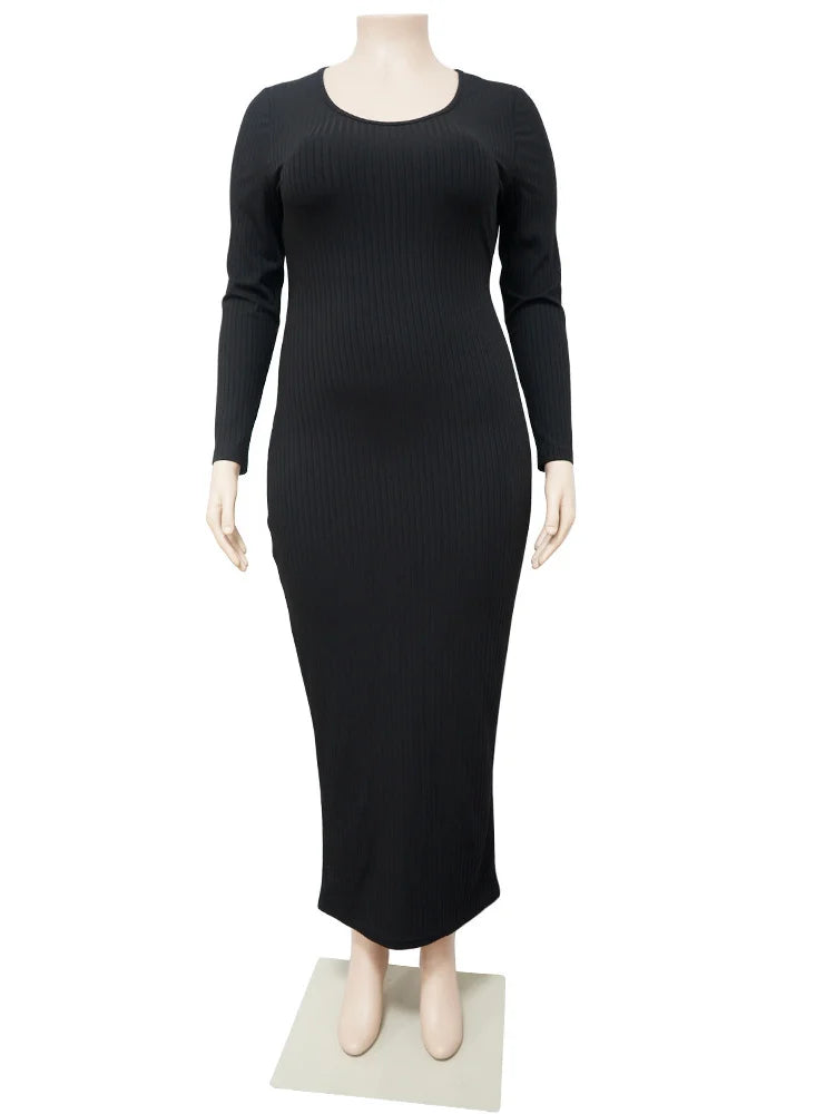 Wmstar Plus Size Women Dresses 5xl Super Stretch Ribbing Sexy Hollow Out Back Bandage Elegant Maxi Dress Wholesale Dropshipping