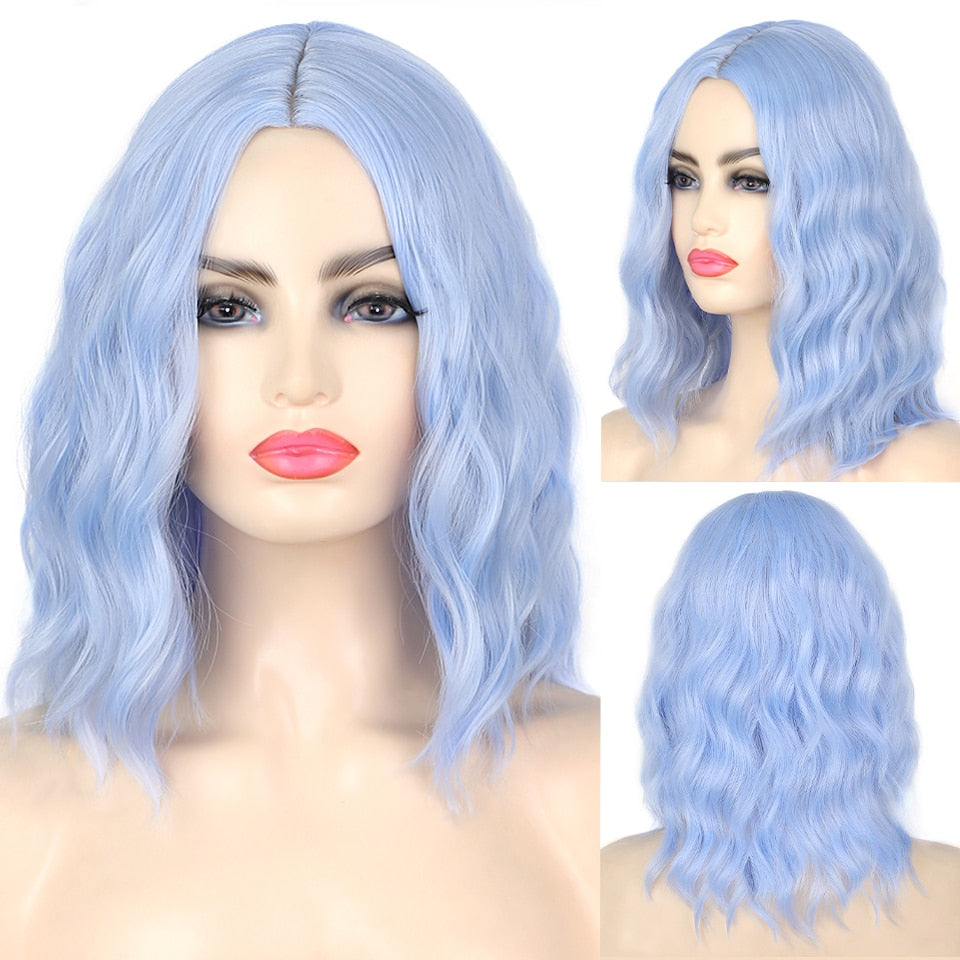 AISI HAIR Synthetic Ombre Orange Wig Short Straight Middle Part Bob Wig for Women Natural Yellow/Red Wigs Heat Resistant Fiber