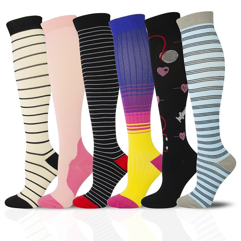 Compression Socks for Women&Men Circulation 5/6/7 Pairs 15-20 MmHg Best Fit for Varicose Veins Athletic Travel Running Cycling