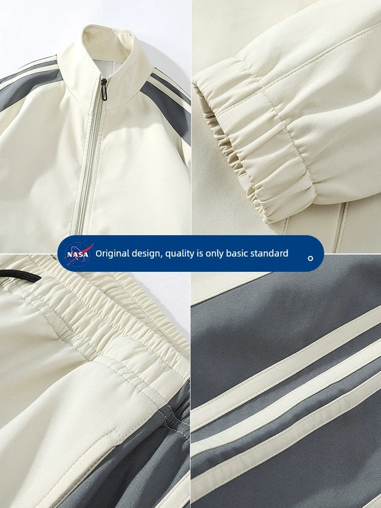 NASA Men's Stand Collar Autumn Striped Sports Suit