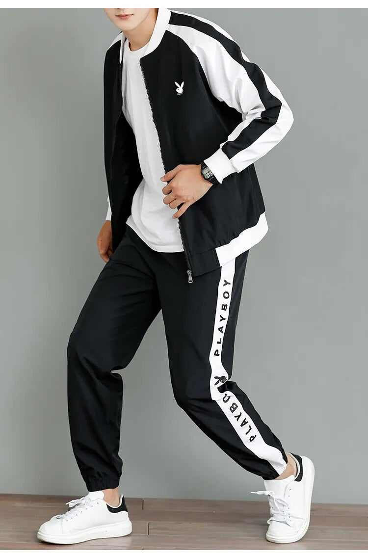 Men's casual sports breathable autumn hoodie set two-piece Korean version of the trend all match handsome jacket jacket