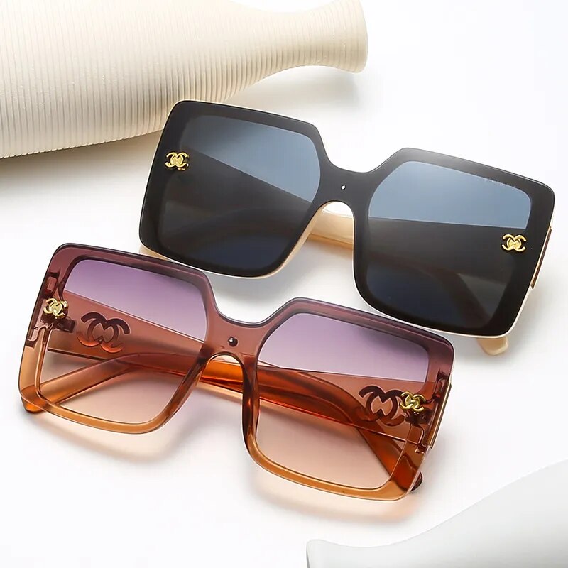 Vintage Oversized Luxury Brand Designer Sunglasses Women Glasses Driving Glasses UV400 Famale Gradient Shades Oculos De Sol