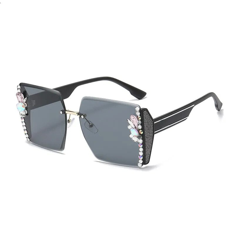 y2k Luxury Diamond Glasses Effect Lady Heart Lenses Sunglasses For Women Driving Eyeglass Female Sun Glasses Black Eyewear
