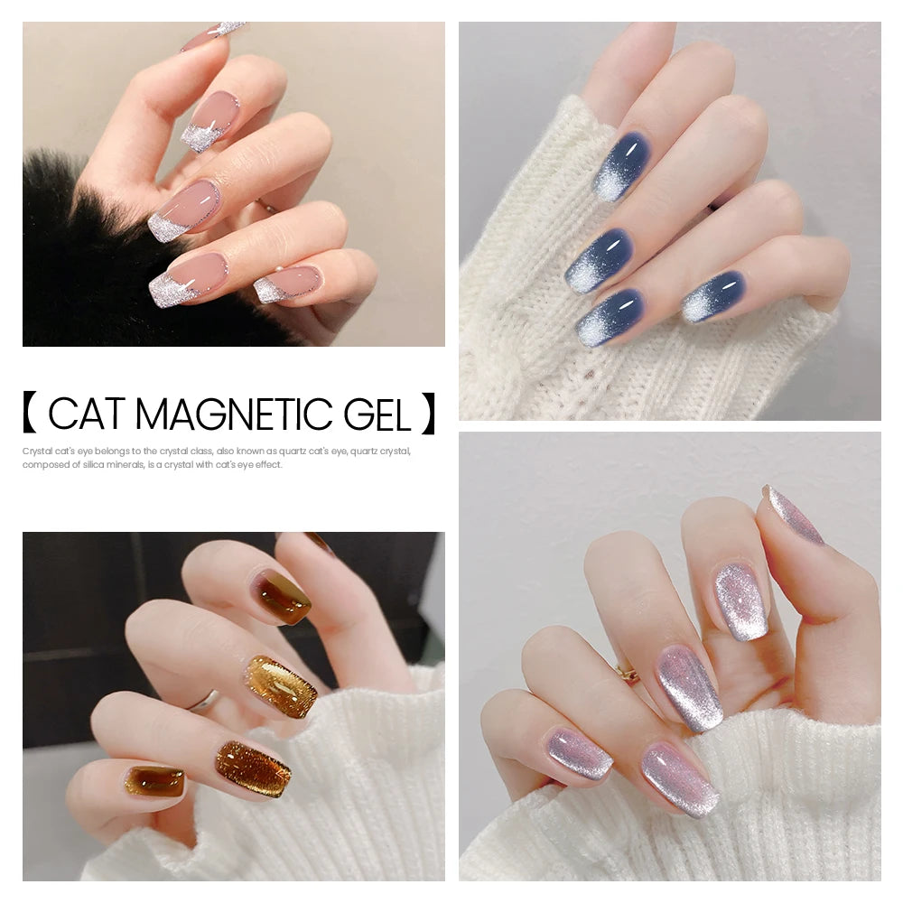 MAYCHAO 9D Cat Eye Gel Nail Polish Magnetic Shiny Glitter Semi Permanent Soak Off UV LED Gel Manicure For Nail Art Gel Varnish