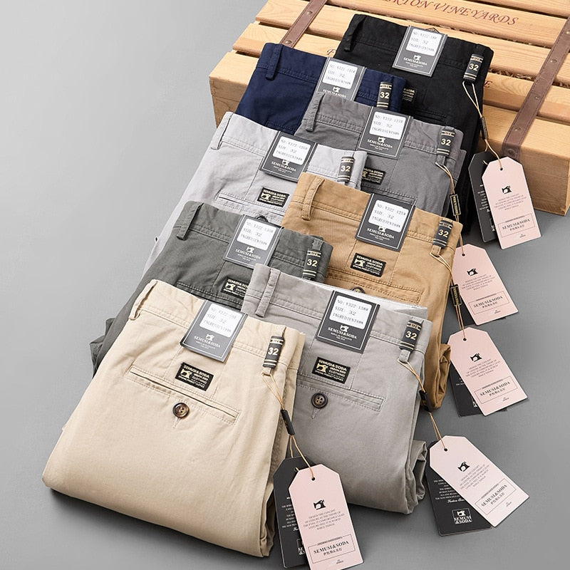 Smart Black Pants Men Clothing Business Office Cotton Straight Suit Pants Men Trousers Casual Flat 2023 Spring Autumn New