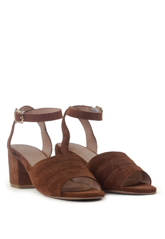 MON BEAU FINE SUEDE BLOCK HEELED SANDAL