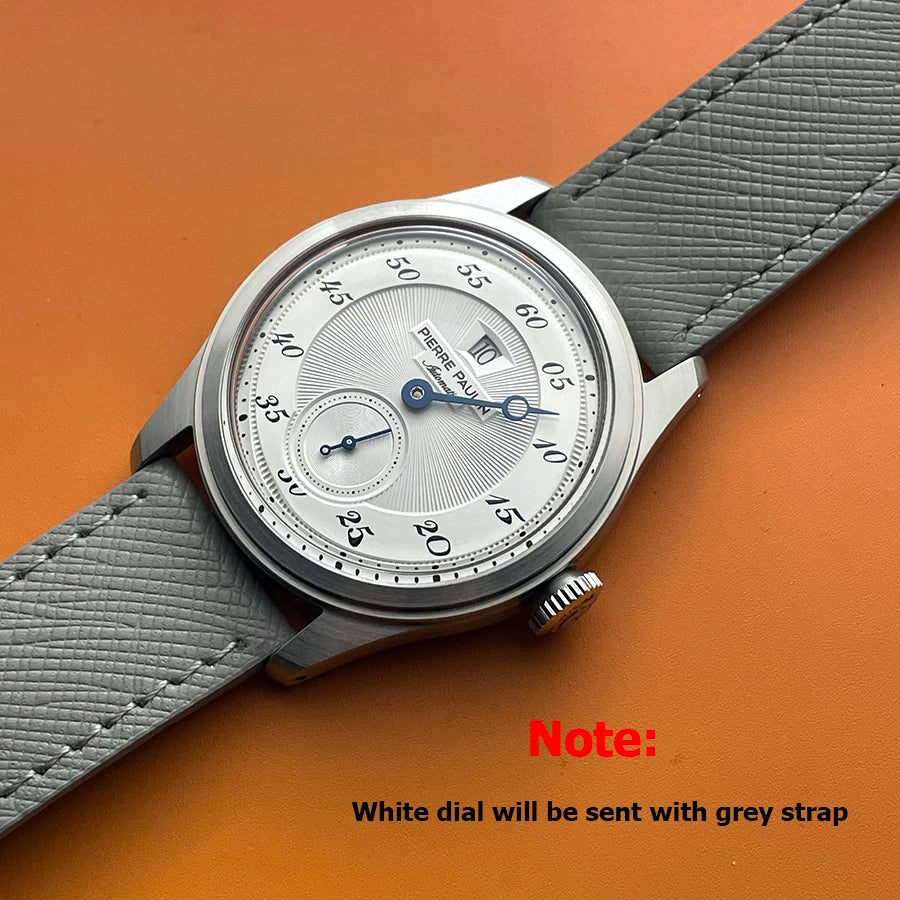 Spot goods NEW Pierre Paulin Jumping Hour Men Watch Salmon Dial Automatic St17 Mechanical Watch Vintage Date Window 38mm