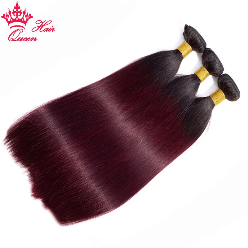 Queen Hair #1B/99J Ombre color 100% Human Hair Bundles 1B 99J Straight Hair Bundles Brazilian Hair Weave Red Wine Human Hair