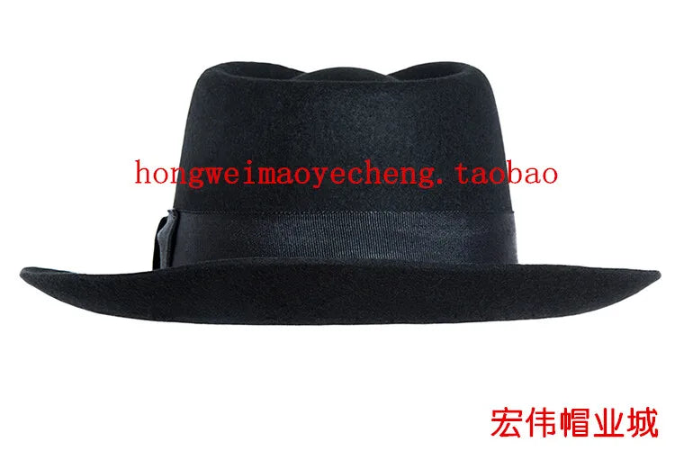 Woolen Men's Top Hat/Michael Jackson Black Shanghai Beach Gentleman Stage Dance Performance MJ Hat