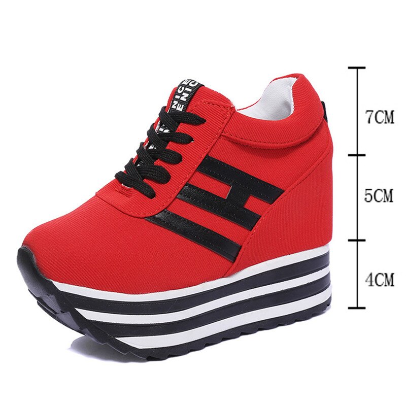 2021 High Flat Platform 9cm Height Increasing Casual Shoes Woman Spring New Hidden Wedge Sneakers Female Vulcanize Shoes