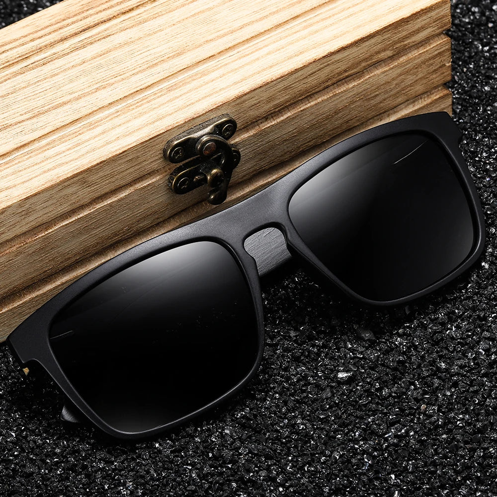 GM New Arrivals Black Wooden Polarized Sunglasses for Men Bamboo Sunglasses Red UV400 Lenses Fashion Driving Shades S5523