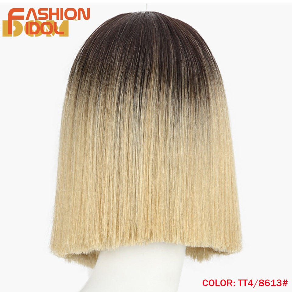 FASHION IDOL 10 Inch Bob Wigs Straight Hair Lace Wigs For Women Cosplay Wigs Heat Resistant Fake Hair Synthetic Free Shipping