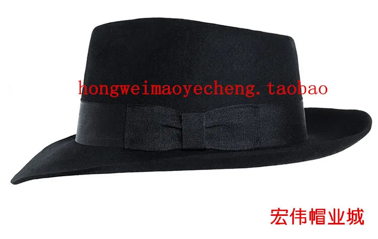 Woolen Men's Top Hat/Michael Jackson Black Shanghai Beach Gentleman Stage Dance Performance MJ Hat