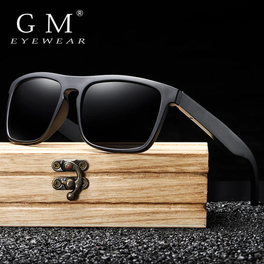 GM New Arrivals Black Wooden Polarized Sunglasses for Men Bamboo Sunglasses Red UV400 Lenses Fashion Driving Shades S5523