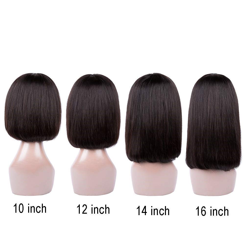 Short Bob Wig Straight Human Hair Wigs Full Machine Made Wigs Natural Color With Bangs Brazilian Remy Bob Wigs For Women No Lace