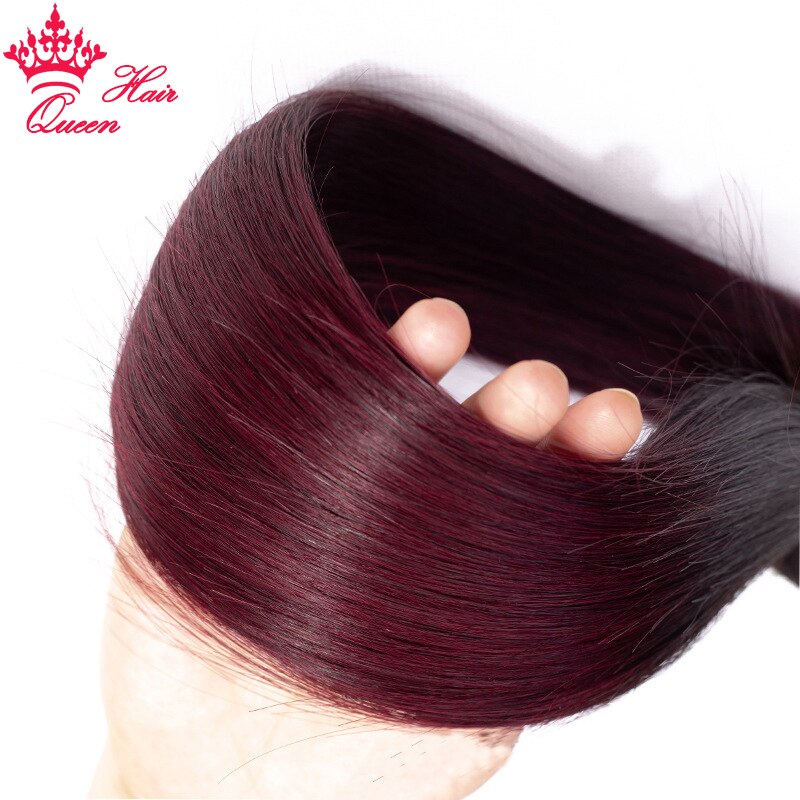 Queen Hair #1B/99J Ombre color 100% Human Hair Bundles 1B 99J Straight Hair Bundles Brazilian Hair Weave Red Wine Human Hair