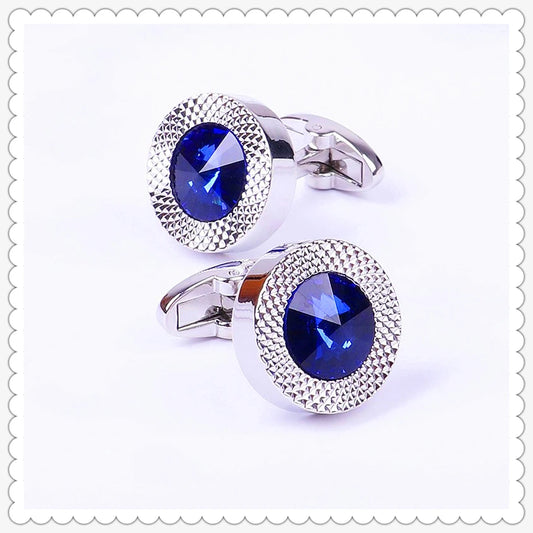 Brand Blue Crystal Cone Cufflinks Men Lawyer Classic Prismatic Cuff Button Designer High Quality Mens Shirt Taper Cuff Links