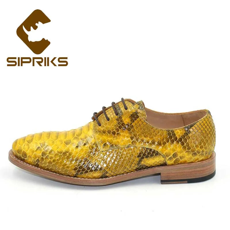 Sipriks Imported Yellow Gold Snakeskin Gents Suits Shoes Men's Formal Tuxedo Shoe Italian Custom Leather Outsole Goodyear Luxury