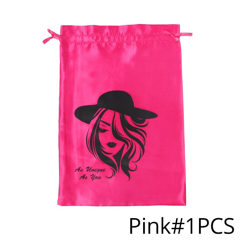 Plussign Satin Bags For Packageing Hair Big 10*14 Inch For Long Hair Extension And Wigs Satin Drawstring Bag 3Pcs Black Color