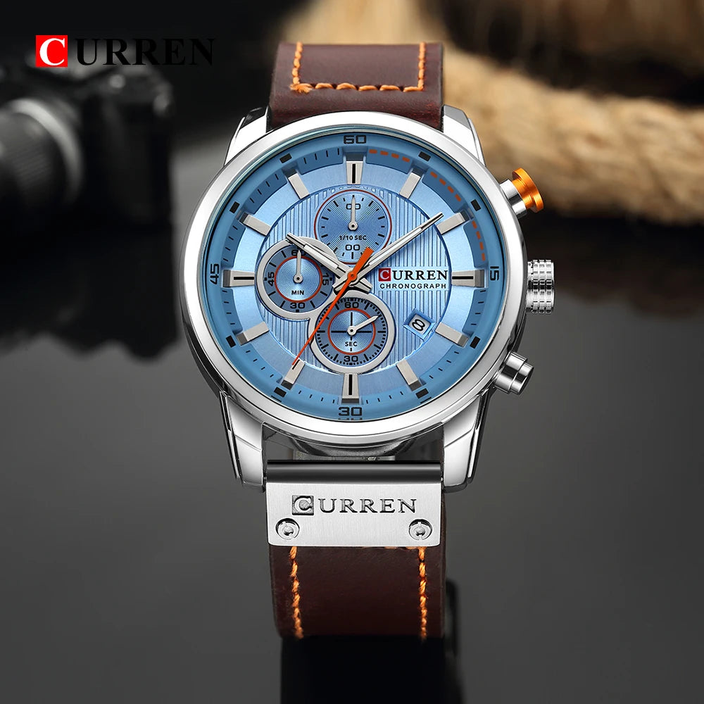 Top Brand Luxury CURREN Fashion Leather Strap Quartz Men Watches Casual Date Business Male Wristwatches Clock Montre Homme