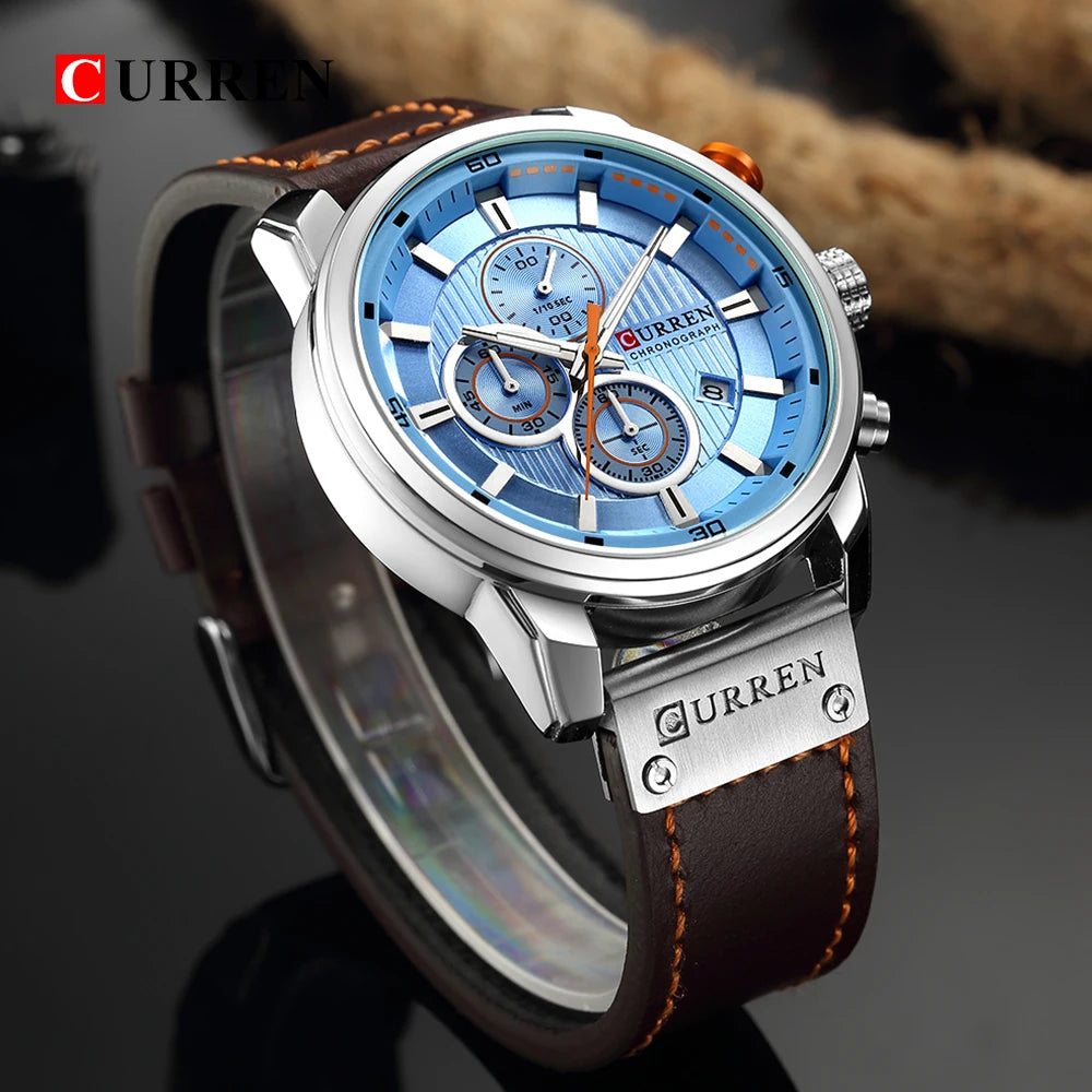 Top Brand Luxury CURREN Fashion Leather Strap Quartz Men Watches Casual Date Business Male Wristwatches Clock Montre Homme