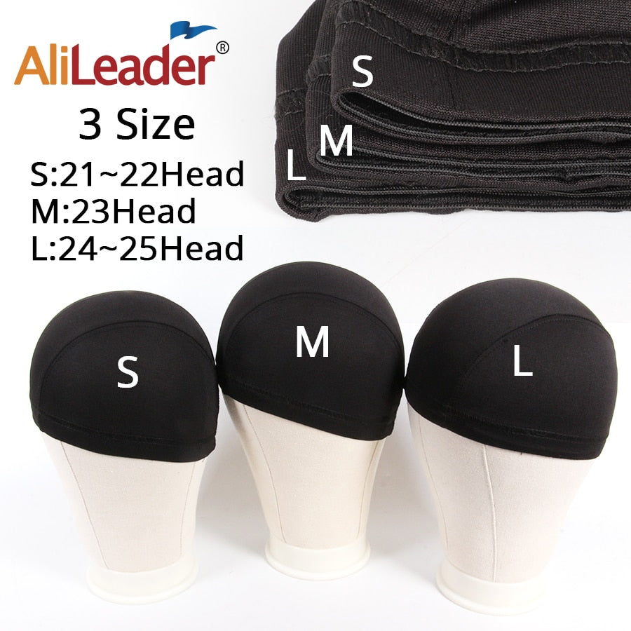 AliLeader Mesh Weave Cap Black Beige Blonde Breathable Stretch Spandex Dome Wig Caps for Making Wigs S M L