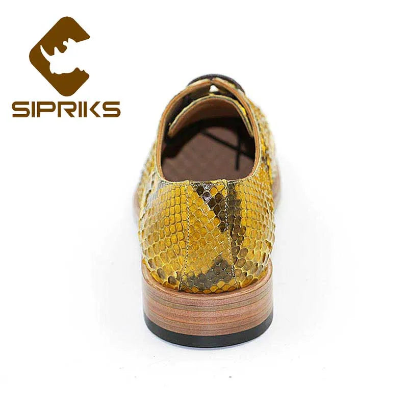 Sipriks Imported Yellow Gold Snakeskin Gents Suits Shoes Men's Formal Tuxedo Shoe Italian Custom Leather Outsole Goodyear Luxury