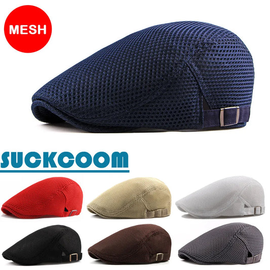 Men Women Mesh Summer Style Plaid Berets Caps Casual Unisex Sports Caps Cotton Hats Boina Casquette Flat Cap Painter Cap