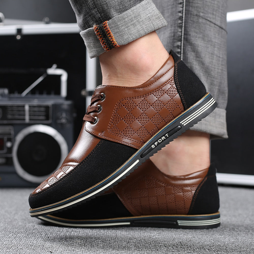 High Quality Big Size Casual Leather Shoes Men Business Breathable Men Leather Shoes Fashion Brand Casual Men Shoes Black