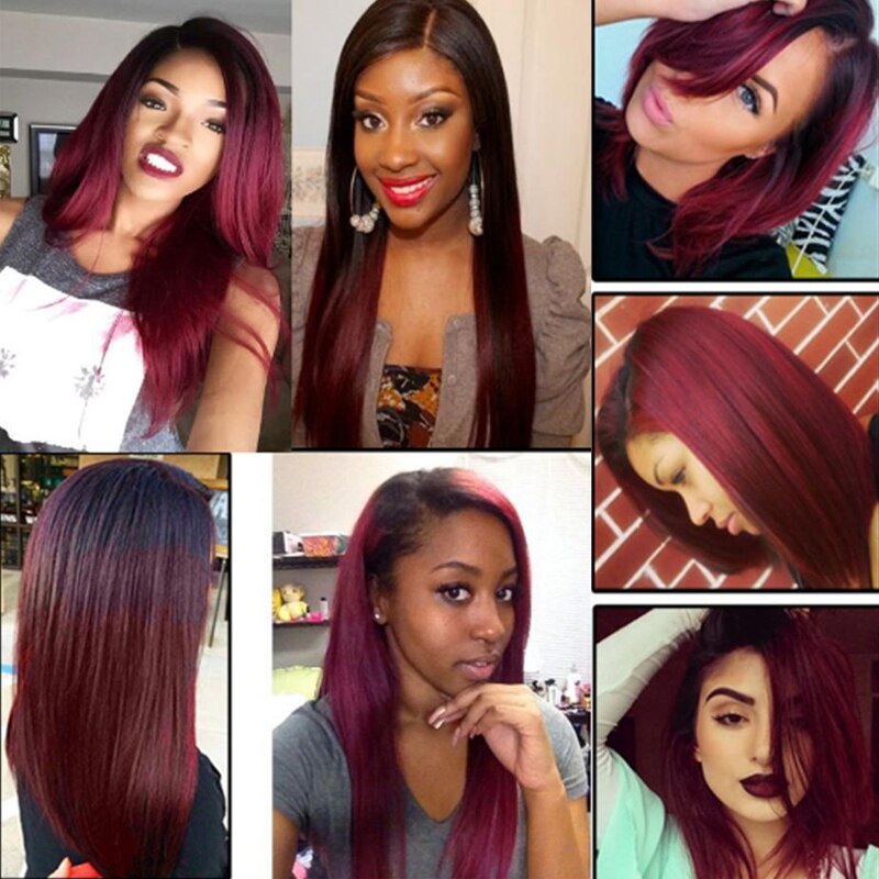 Queen Hair #1B/99J Ombre color 100% Human Hair Bundles 1B 99J Straight Hair Bundles Brazilian Hair Weave Red Wine Human Hair