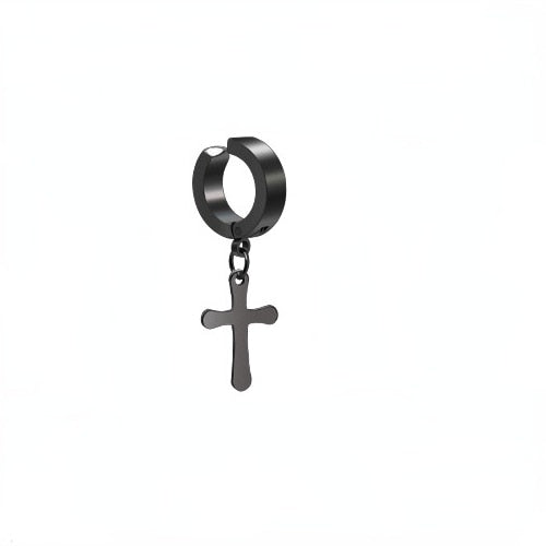 New 1 Pcs Stainless Steel Clip On Non Piercing Earrings For Women Men Black Gold Color Cross Gothic Punk Rock Drop Pendiente