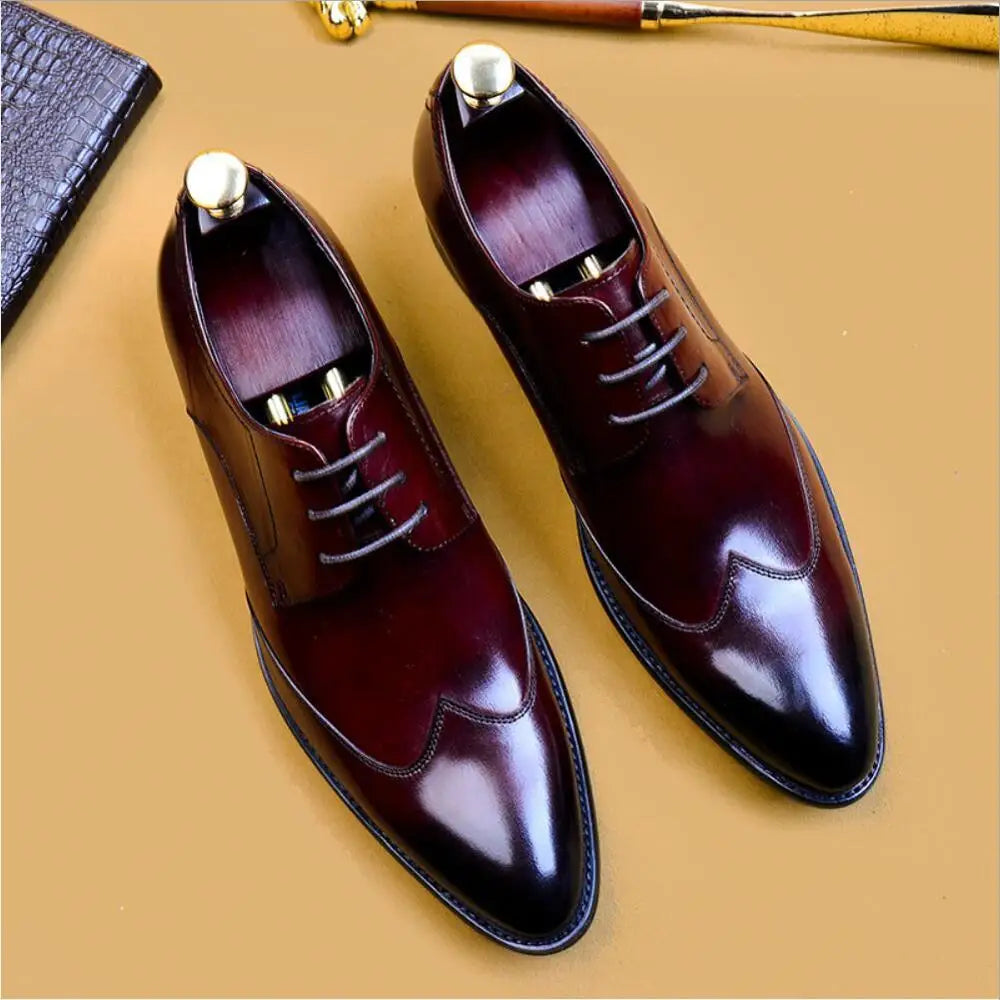 Sipriks Size 36 46 Autumn Genuine Leather Boss Derby Dress Shoes Mens Suit Shoes Footwear Boy Wedding Shoe Formal Business FelIx