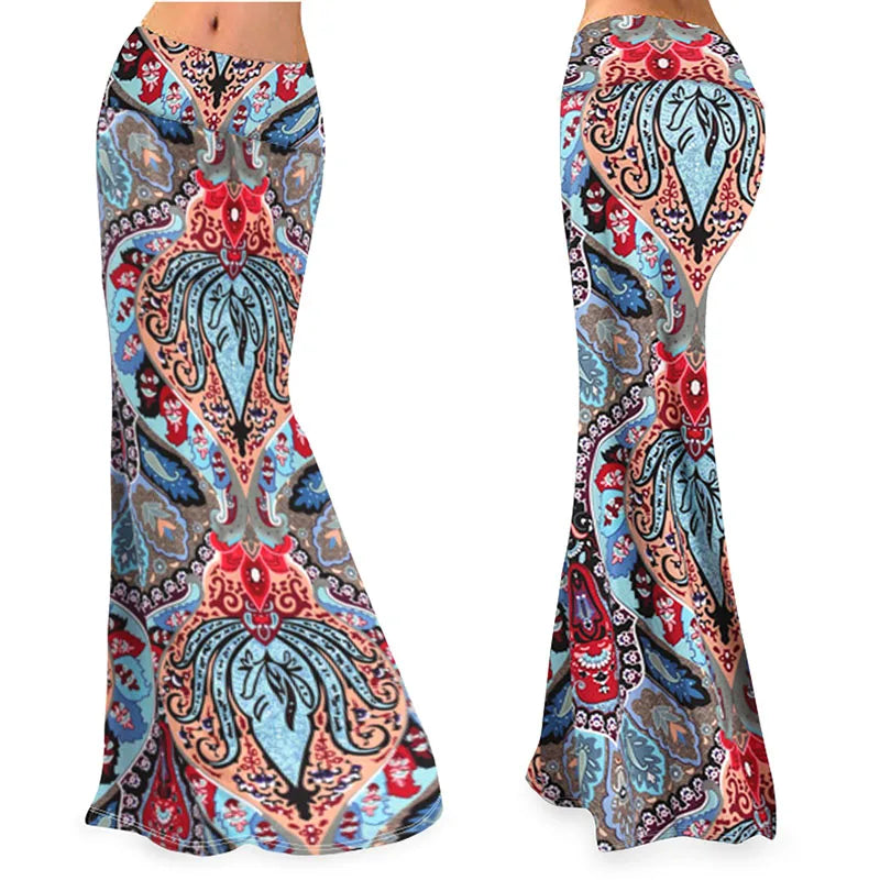 Fashion Pinted Long Skirts Womens Maxi Skirt Summer Sexy Fashion Female Floral High Waist Pencil Skirts Women Mujer Faldas