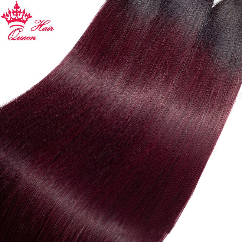 Queen Hair #1B/99J Ombre color 100% Human Hair Bundles 1B 99J Straight Hair Bundles Brazilian Hair Weave Red Wine Human Hair