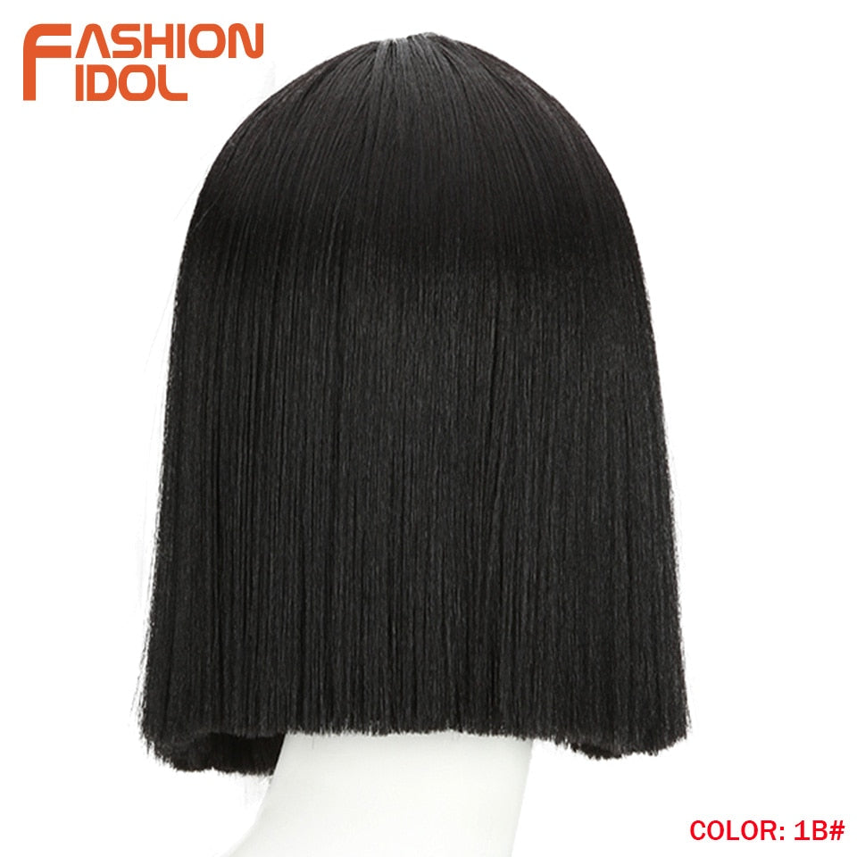 FASHION IDOL 10 Inch Bob Wigs Straight Hair Lace Wigs For Women Cosplay Wigs Heat Resistant Fake Hair Synthetic Free Shipping