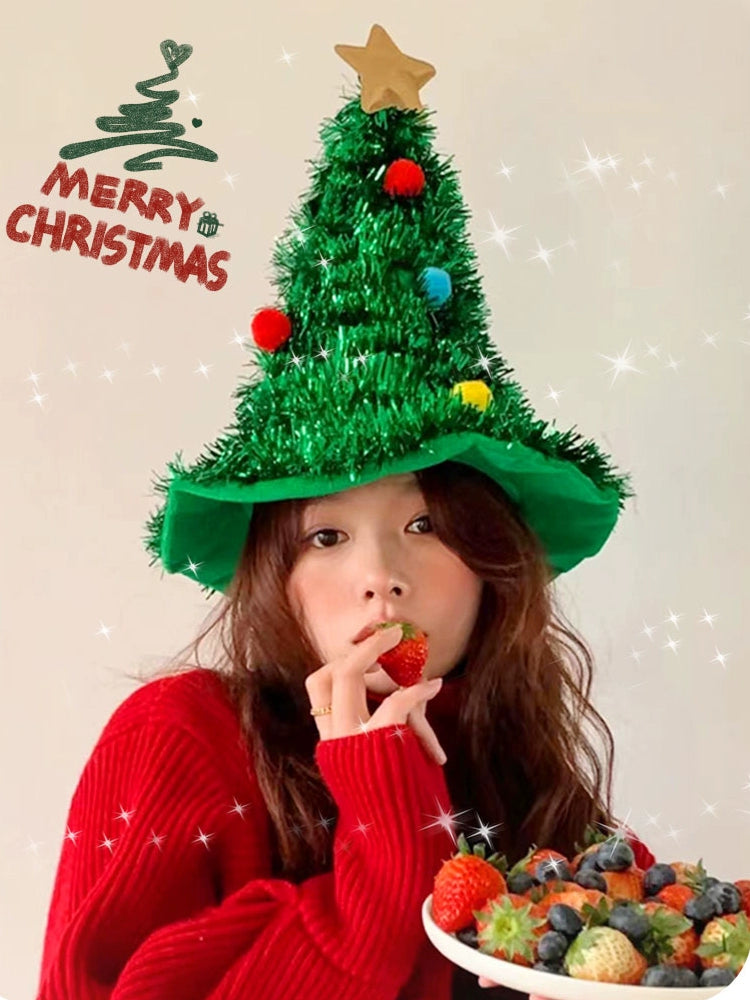 Christmas Hat Christmas Decoration Hat Small Christmas Tree Shooting Layout Props Children Adult Headdress Headband Accessories