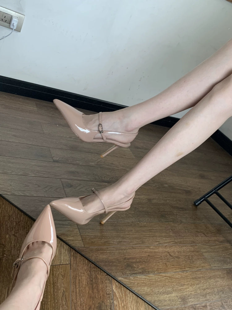 Summer Nude Autumn Patent Leather Back Air High Heels