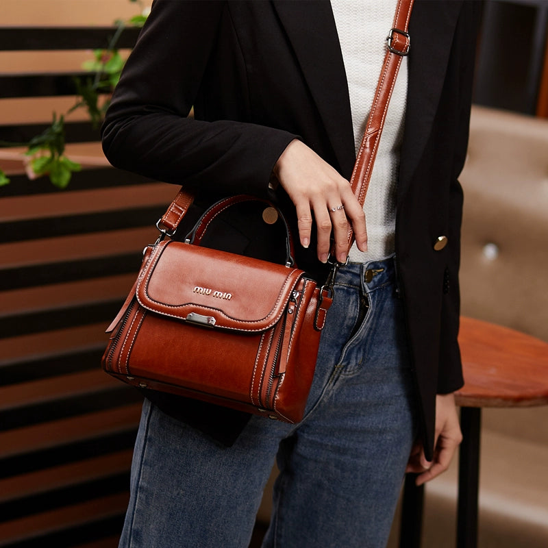 Brand Genuine Leather Women's Hand-Carrying Casual Shoulder Bag